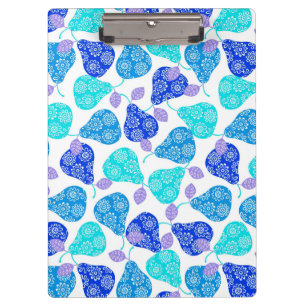 Cute blue' decorative pears pattern clipboard
