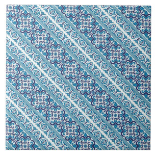 Cute blue decorative ukrainian patterns design tile
