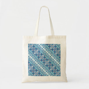 Cute blue decorative ukrainian patterns design tote bag
