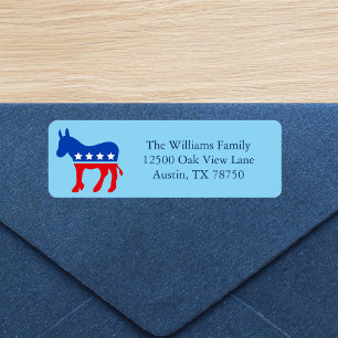 Cute Blue Democrat Donkey Political Return Address