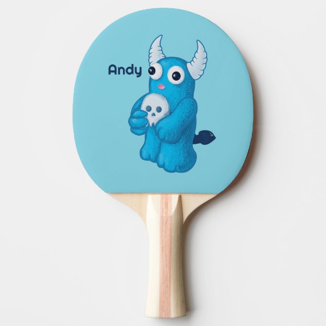 Cute Blue Demon - Fun Whimsigoth Kids Name Ping Pong Paddle (Front)