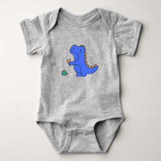 Cute Blue Dino – Kawaii Dinosaur Cartoon Baby Bodysuit