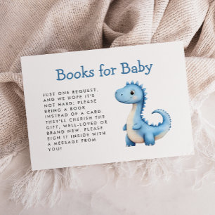 Cute Blue Dinosaur Baby Shower Books for Baby Enclosure Card