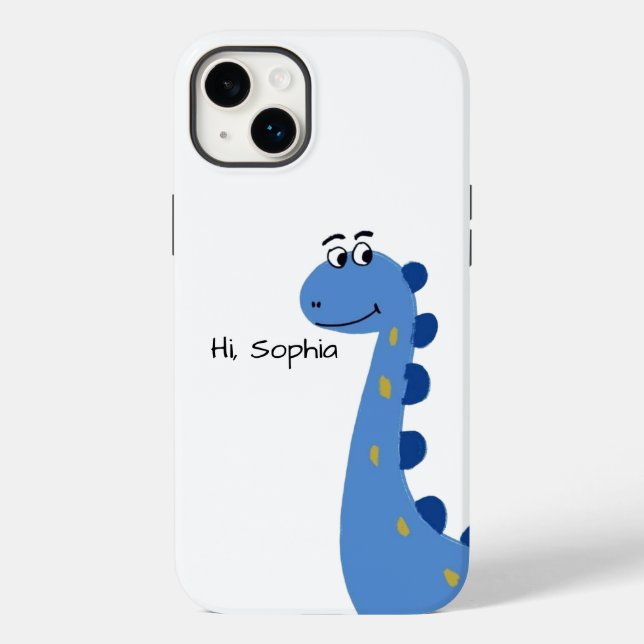 Cute Blue Dinosaur - Custom Name Sophia Case-Mate iPhone Case (Back)
