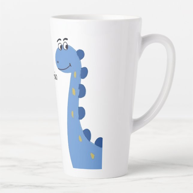 Cute Blue Dinosaur - Custom Name Sophia Latte Mug (Right)