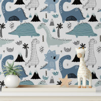 Cute Blue Dinosaur Nursery Peel and Stick