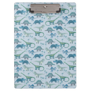 Cute Blue Dinosaur Pattern Clipboard