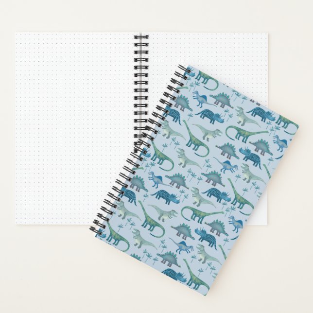 Cute Blue Dinosaur Pattern Notebook (Inside)