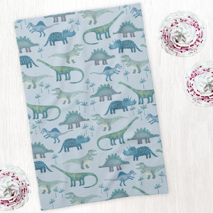 Cute Blue Dinosaur Pattern Tea Towel