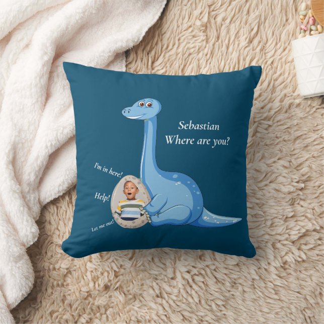 Cute blue dinosaur photo  cushion (Blanket)