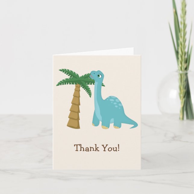 Cute Blue Dinosaur Thank You (Front)