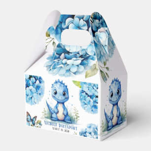 Cute Blue Dinosaur with Florals Boy Baby Shower Favour Box