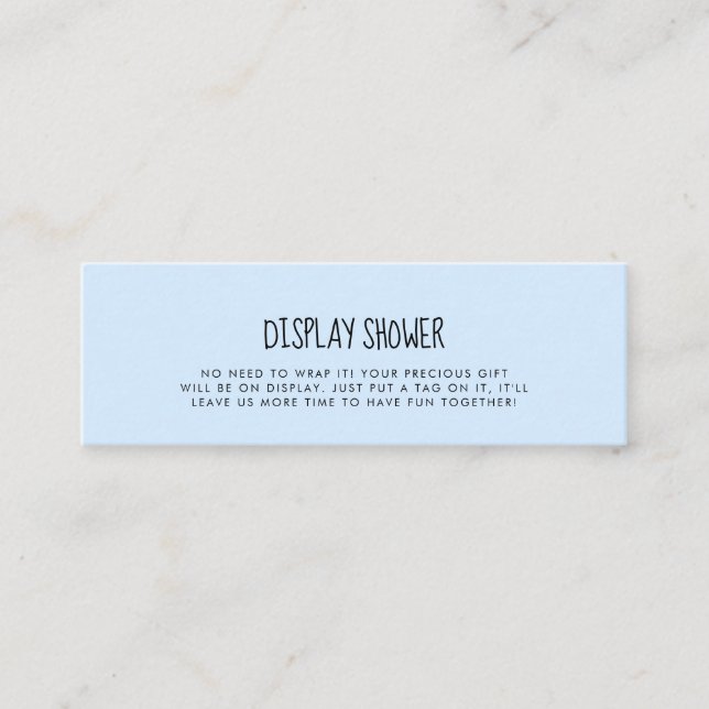 Cute blue Display shower card insert (Front)