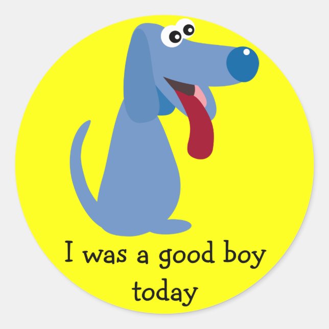 Cute Blue Dog I Was A Good Boy Reward Stickers (Front)