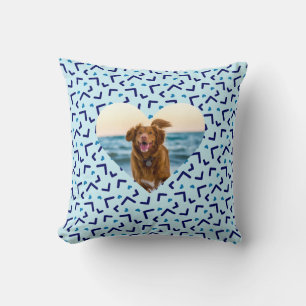 Cute Blue Dog Photo Custom  Cushion
