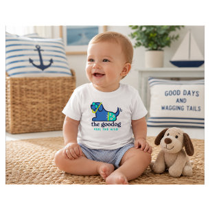 Cute Blue Dog Snorkel Mask Daisy Swim Shorts Baby T-Shirt