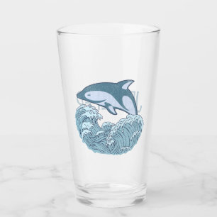 Cute blue dolphin glass