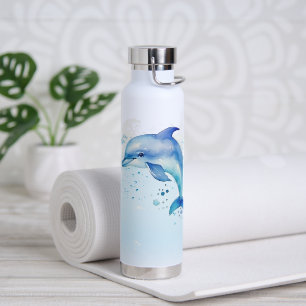 cute blue dolphin jumping school or outdoor water bottle