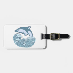 Cute blue dolphin luggage tag