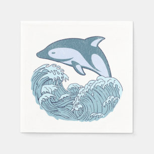 Cute blue dolphin napkin