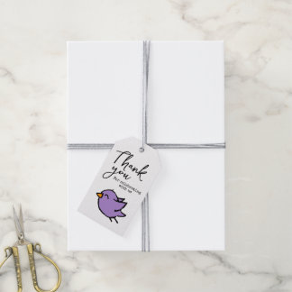 Cute Blue Doodle Bird Thank You For Celebrating Gift Tags