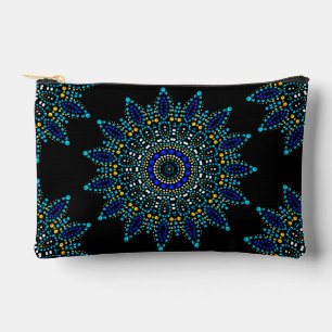 Cute Blue Dot Art Mandala Pattern Accessory Pouch