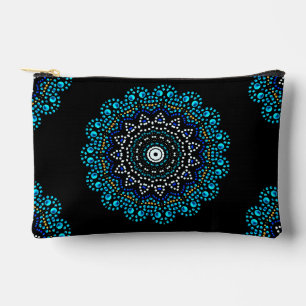 Cute Blue Dot Art Mandala Pattern  Accessory Pouch