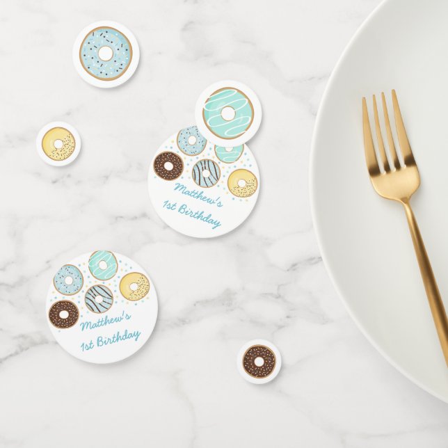 Cute Blue Doughnut Birthday Confetti (Group)