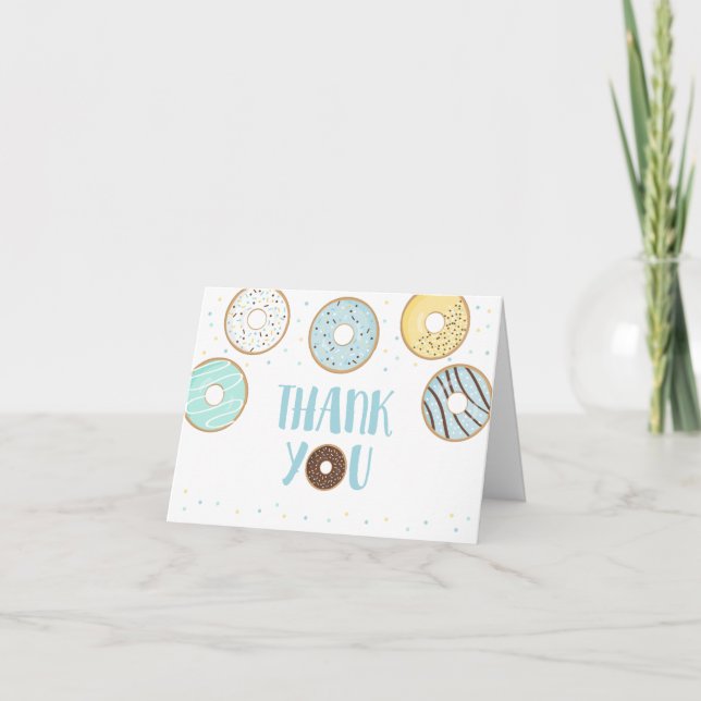 Cute Blue Doughnut Thank You Card (Front)