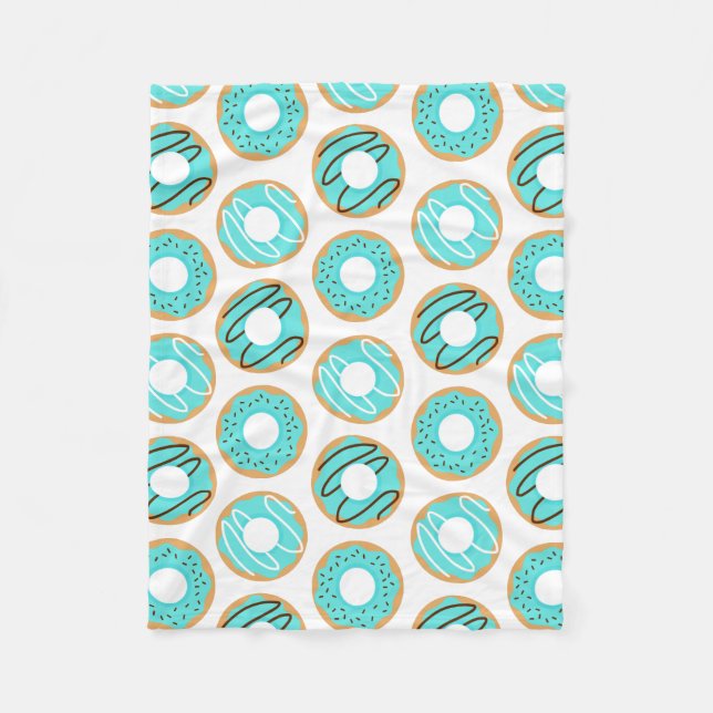 Cute Blue Doughnuts Pattern Fleece Blanket (Front)