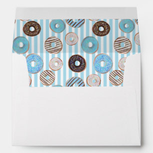 Cute blue doughnuts print inside custom back flap  envelope