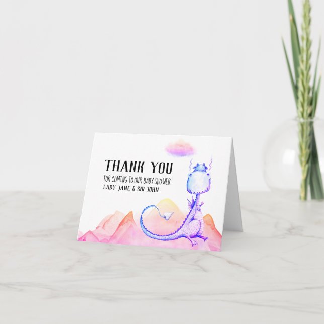 *~* Cute Blue Dragon Baby Boy Shower Thank You Card (Front)