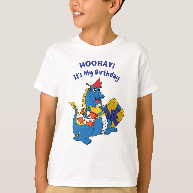 Cute Blue Dragon Birthday T-shirt (Front)