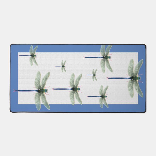 Cute Blue Dragonfly Desk Mat (Front)