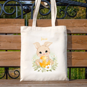 Cute Blue Easter Bunny Personalized Unisex Tote Bag