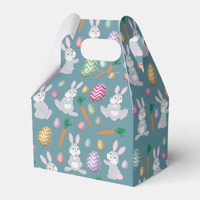 Cute Blue Easter Bunny Rabbit Pattern  Favour Box (Front Side)