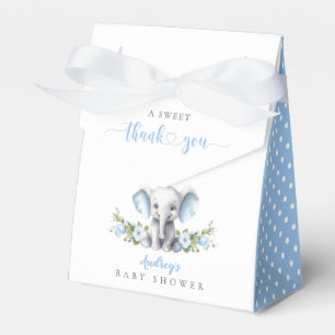 Cute Blue Elephant Baby Boy Shower Thank You Favour Box