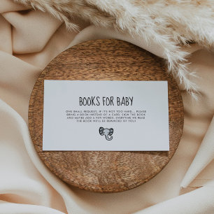 Cute blue elephant baby shower book request card