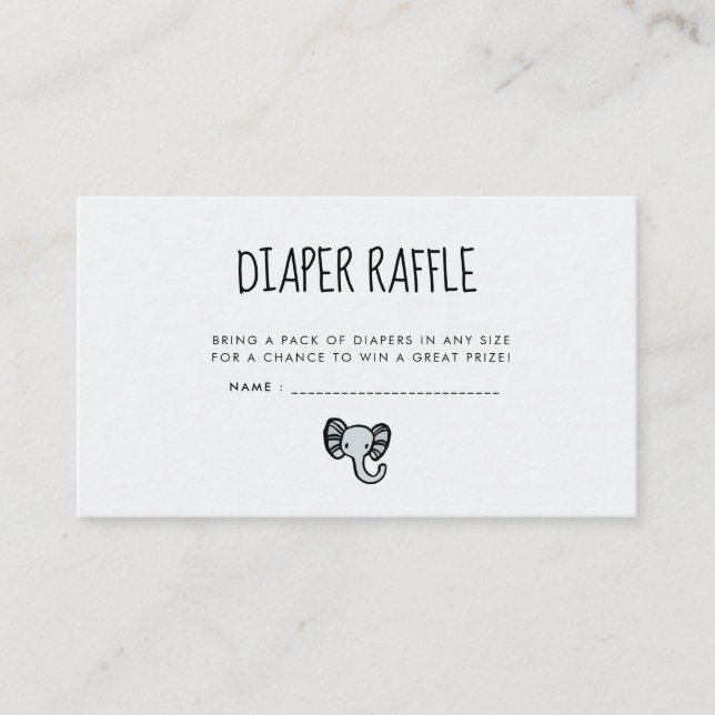 Cute Blue Elephant Baby shower diaper raffle Enclosure Card (Front)