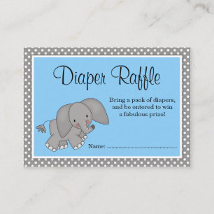Cute Blue Elephant Baby Shower Diaper Raffle Enclosure Card
