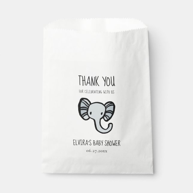 Cute blue elephant Baby shower Favour Bags (Front)