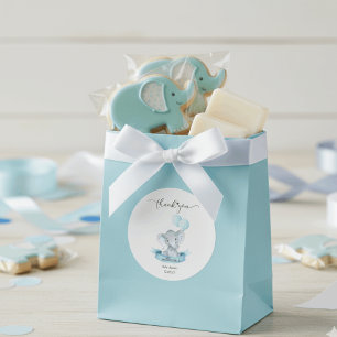 Cute Blue Elephant Baby Shower Thank You Sticker