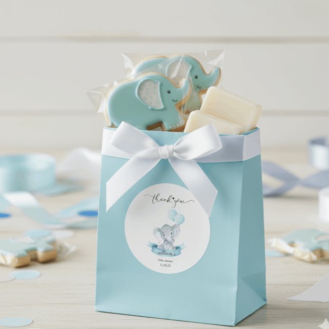 Cute Blue Elephant Baby Shower Thank You Sticker (Creator Uploaded)