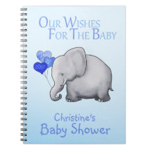 Cute Blue Elephant Boy Baby Shower Wishes for Baby
