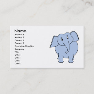 Cute Blue Elephant Cartoon. Business Card