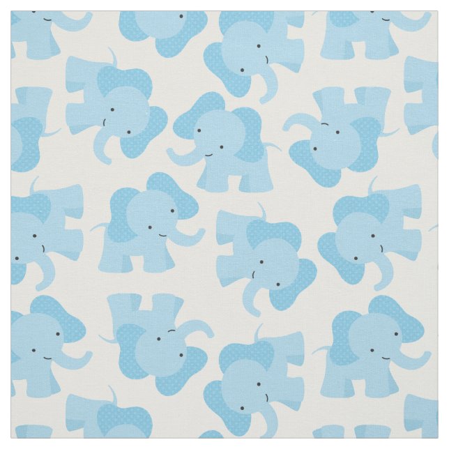 Cute Blue Elephant Nursery Fabric (Swatch)