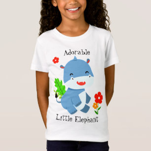 Cute Blue Elephant With Red Flowers T-Shirt