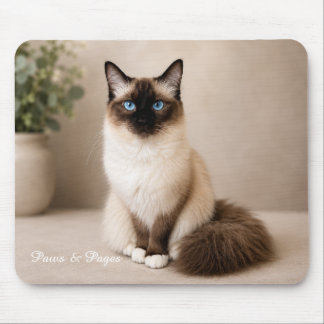 Cute Blue Eyed Cat Mouse Pad | Paws & Pages