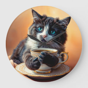 Cute Blue Eyed Kitten Large Clock