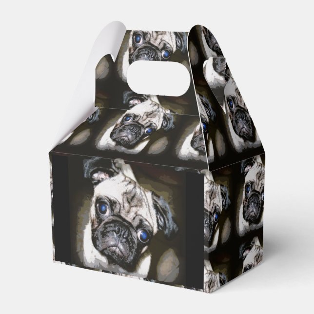 cute blue-eyed pug black favour box (Front Side)